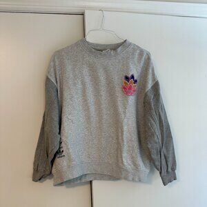 Adidas Originals Play Trefoil Crew Sweatshirt Grey With Multi Color Logo Size XS